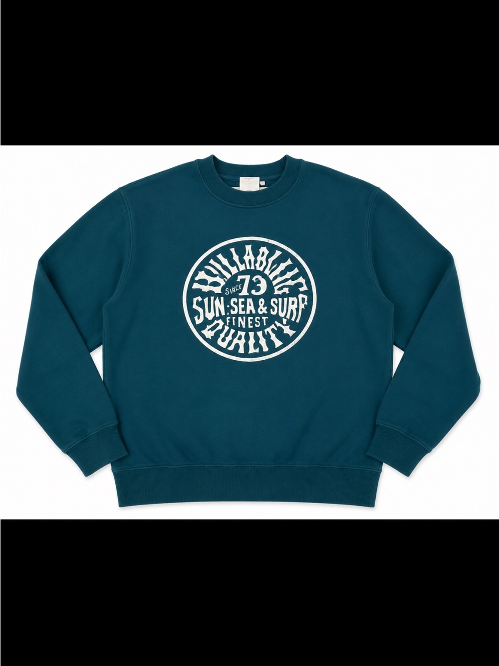 Billabong Teal Graphic Crewneck Sweatshirt Sun Sea Surf Logo Pullover Size Large